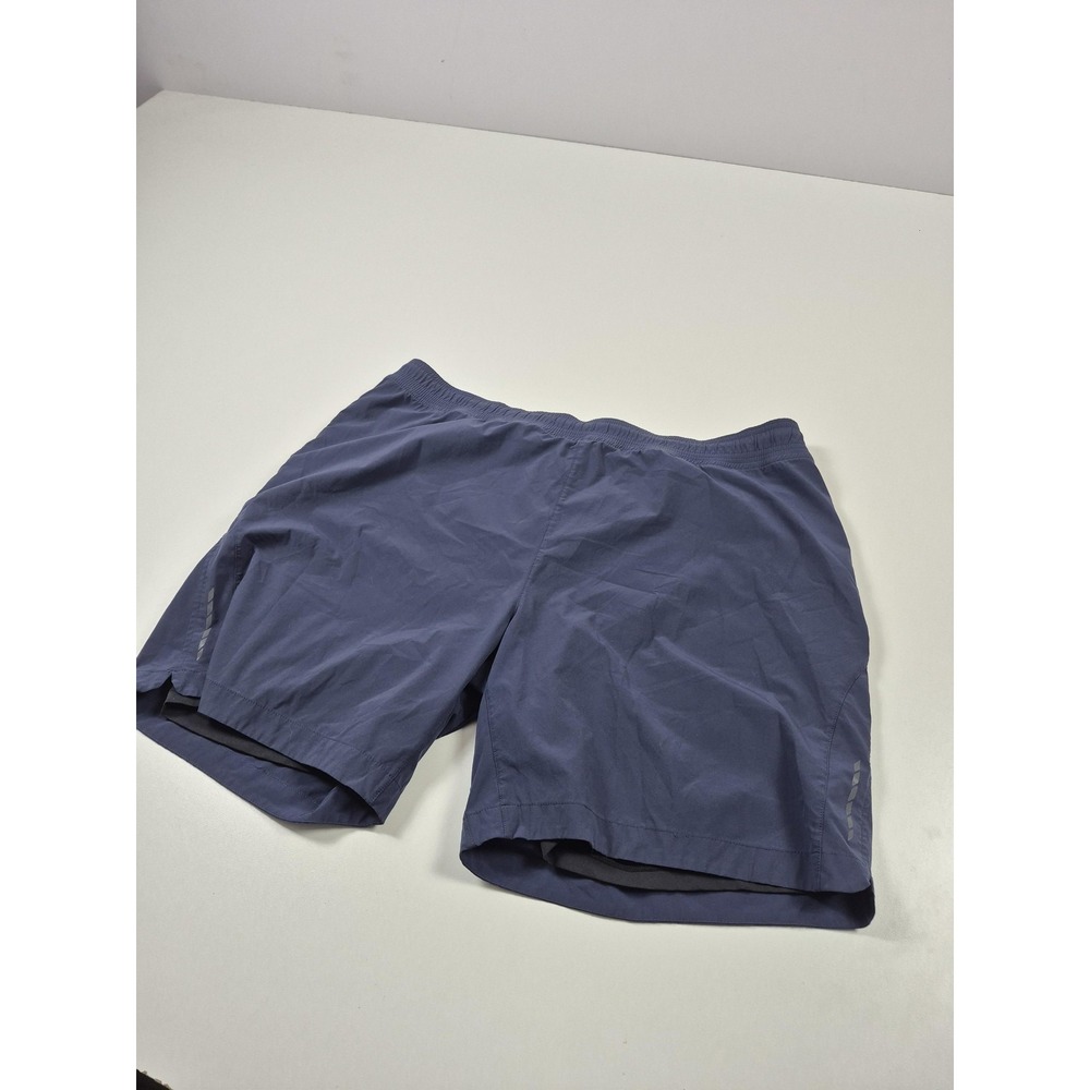 Rhone Shorts Mens 2XL Blue Lined Running Training Drawstring Athletic Reflective